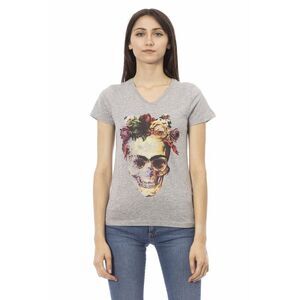 Trussardi Action Gray Cotton Women V-Neck Women's Top